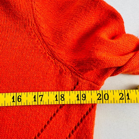 Anthropologie Moth Sweater Womens S Orange Pullover Tie Back V-Neck Open Knit - Picture 15 of 16